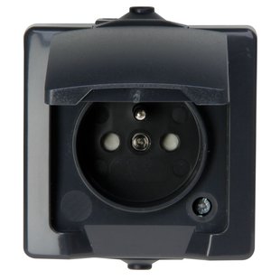 Sencys Spatwaterdicht Stopcontact Denver Verticaal Penaarde 1-polig Antraciet Ip44