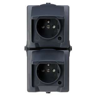 Sencys Spatwaterdicht Stopcontact Denver Verticaal Penaarde 2-polig Antraciet Ip44