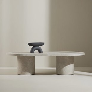 Nohr Ovale Salontafel 'Shundrika' MDF Marmerlook, 120 x 60cm, kleur Grijs