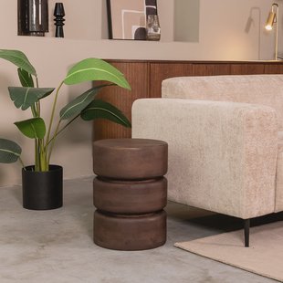 LABEL51 Ronde Bijzettafel 'Milly' Mangohout, 35cm, kleur Espresso