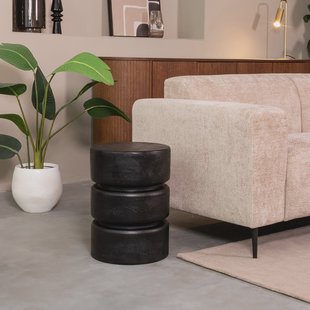 LABEL51 Ronde Bijzettafel 'Milly' Mangohout, 35cm, kleur Zwart