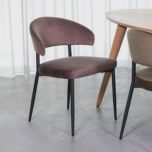 LABEL51 Eetkamerstoel 'Bliss' Velvet, kleur Taupe