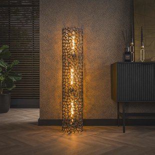 LifestyleFurn Vloerlamp 'Linwood' Zwart Nikkel, 122cm hoog