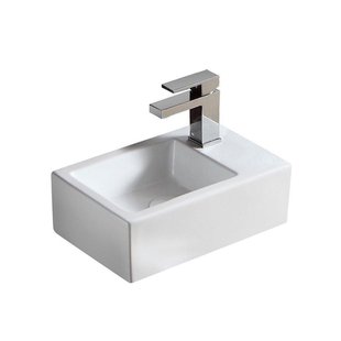 Nemo Spring Sula handwasbakje - rechthoekig - 37x23.5cm - wandmontage - kraangat rechts - diameter3.5cm - porselein wit TR4331