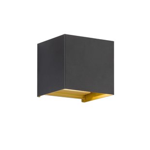 Fischer & Honsel Wandlamp Thore Zwart Goud 2x3w