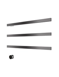Hotbath &MORE set van 3 rails RAS80 SQUARE 80 cm met separate schakelaar en inbouw element Geborsteld Gunmetal PVD (RAS80-3BGP)