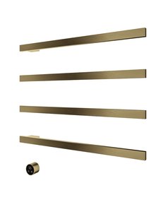 Hotbath &MORE set van 4 rails RAS80 SQUARE 80 cm met separate schakelaar en inbouw element Geborsteld Messing PVD (RAS80-4BBP)