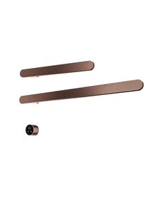 Hotbath &MORE set van 2 rails RASS80 SOFT SQUARE 80 en RASS50 SOFT SQUARE 50 cm met separate schakelaar en inbouw element Geborsteld Koper PVD (RASS50+RASS80BCP)