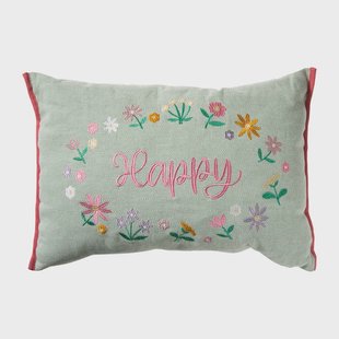 Kussen bloem happy easter - multikleur - 35x50 cm