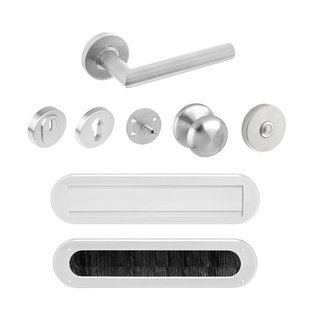 Intersteel Voordeurset Veiligheidsbeslag Skg*** Rond Rozet Rvs Geborsteld Met Kerntrekbeveiliging