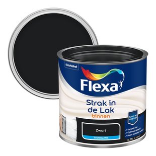 Flexa Houtlak Strak In De Lak - Zijdeglans - Zwart - 250ml
