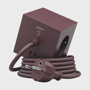 Avolt AVOLT x Bauhaus-Archiv Square 1 stekkerdoos USB-C Mulberry Red