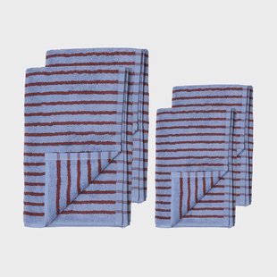Scandi Living Drift handdoekenset 4-delig - Blauw-rood