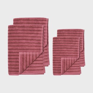 Scandi Living Drift handdoekenset 4-delig - Roze-rood