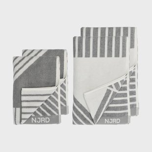 NJRD Stripes handdoekenset 4-delig - Grijs