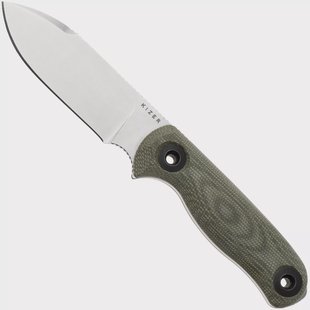 Kizer Drop Bear Fix 3, 1101A2, Satin Sandvik 14C28N, Green Micarta bushcraftmes, Azo design