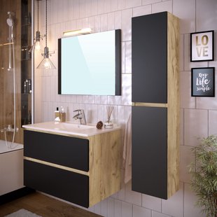 T-bath Badmeubelset Milenio Indus 80cm Zwart/eiken