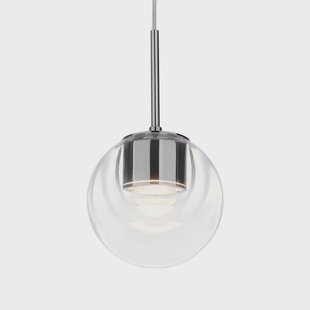 Dew LED hanglamp, chroomkleurig, 1-lamp, Ø 11 cm kdln - Keuken - Designer - Glas - Rond