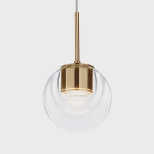 Dew LED hanglamp, messingkleurig, 1-lamp, Ø 11 cm kdln - Keuken - Designer - Glas - Rond