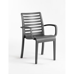 Grosfillex Stapelstoel Met Armleuning Slat Pvc Antraciet