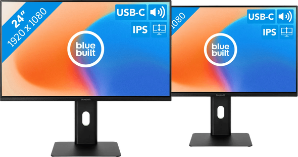 BlueBuilt 24 inch Full HD Monitor met USB C Duo pack