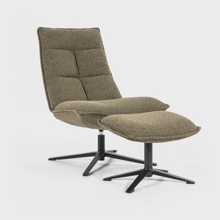 Eleonora Fauteuil 'Marcus' met voetenbank, kleur Groen Baquer