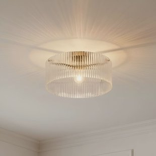 Lucande plafondlamp Meritt, messing/helder, Ø 40 cm, glas