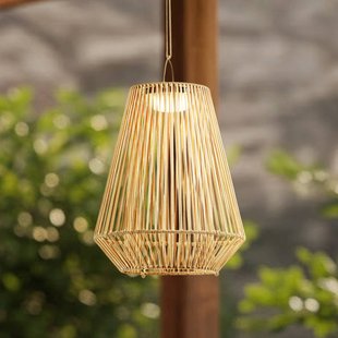 Lindby LED-hanglamp op zonne-energie Austas, beige, Ø 32 cm, USB, IP54