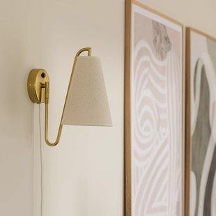 Globen Lighting wandlamp Lou Bouclé, wit/messing, stof