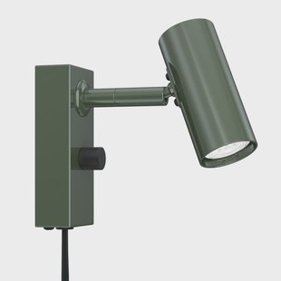 Cato wandlamp bosgroen/zwart hoogte 15 cm dimbaar Belid - Woonkamer - Designer - Metaal - Cilinder