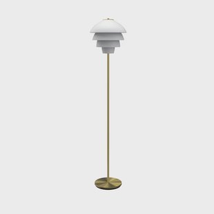 Valencia vloerlamp, hoogte 151 cm, wit/messing, E27 Belid - Woonkamer - Designer - Metaal - 1 lamp