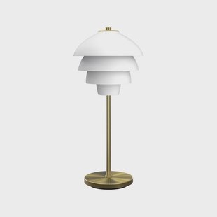 Valencia tafellamp, hoogte 41 cm, wit/messing, G9 Belid - Woonkamer - Designer - Metaal - 1 lamp