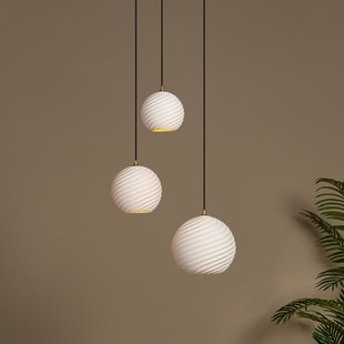 Lucide Hanglamp Bina, lengte 45 cm wit/zwart, porselein 3-lamps.