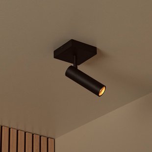 Lucide Plafondspot Grado, lengte 10 cm, zwart, metaal