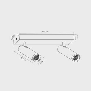 Lucide Plafondspot Grado, lengte 25 cm, taupe, metaal, 2-lamps.