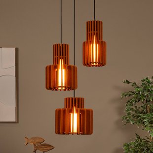 Lucide hanglamp Rollo, terracotta, Ø 50 cm, stof/metaal, 3-lamps.