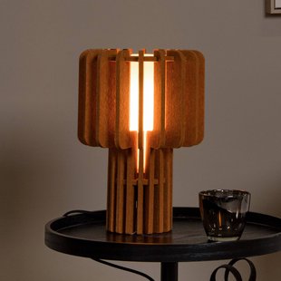 Lucide Tafellamp Rollo, terracotta, hoogte 35 cm, vilt/glas/metaal