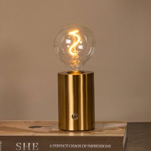 Lucide Accu-tafellamp Vivo, messingkleurig, hoogte 22 cm, metaal