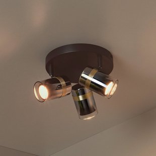 Lucide Plafondspot Upton, Ø 31 cm, zwart/rookgrijs, 3-lamps.