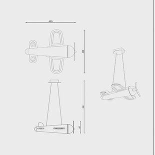 Lucide LED hanglamp voor kinderkamers Fokker, grijs Lengte 46 cm Metaal