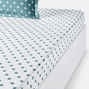 Hoeslaken in zuiver katoen met stippenprint, Clarisse