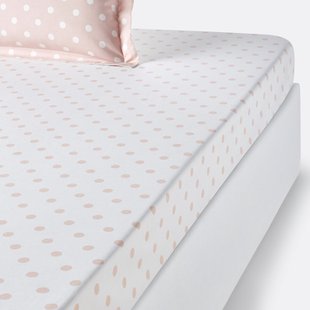 Hoeslaken in zuiver katoen met stippenprint, Clarisse