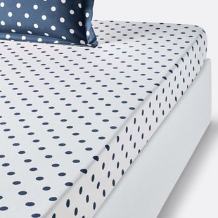 Hoeslaken in zuiver katoen met stippenprint, Clarisse