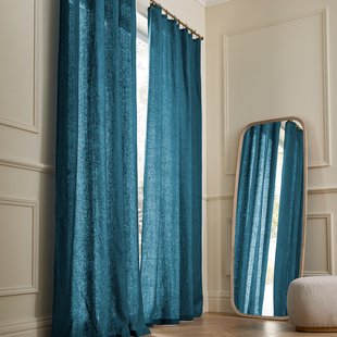 Gordijn in gewassen linnen met ringen, Private