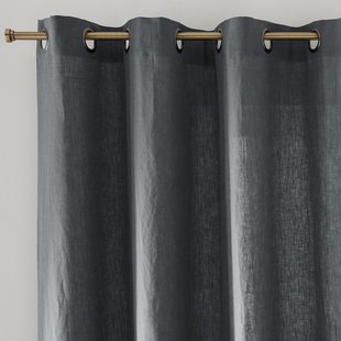 Gordijn in gewassen linnen met oogjes Onega