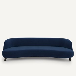 Bank in fluweel, 5-zit, Rosebury design E. Gallina