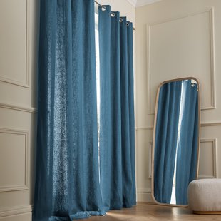 Linnen gordijn gevoerd met katoen met oogjes Colin