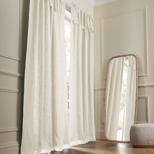 Linnen gevoerd gordijn met strikjes Colin