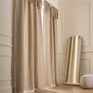 Linnen gevoerd gordijn met strikjes Colin