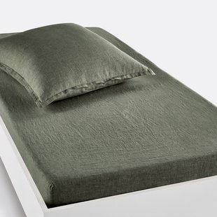 Hoeslaken in gewassen linnen, omslag 30 cm, Linot